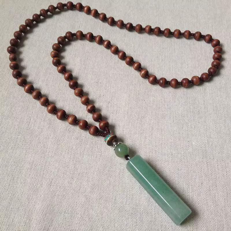 Pendentif en pierre de Jade de Style ethnique, collier mi-long, accessoires élégants, chaîne en lain