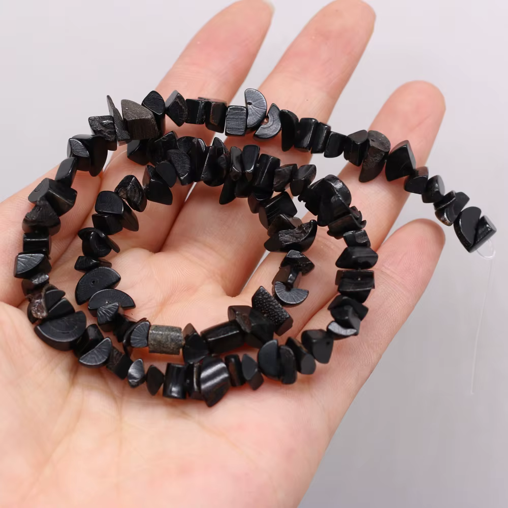 Perles noires en pierre écrasée, corail naturel irrégulier, 5-8mm, pour la fabrication de bijoux, co