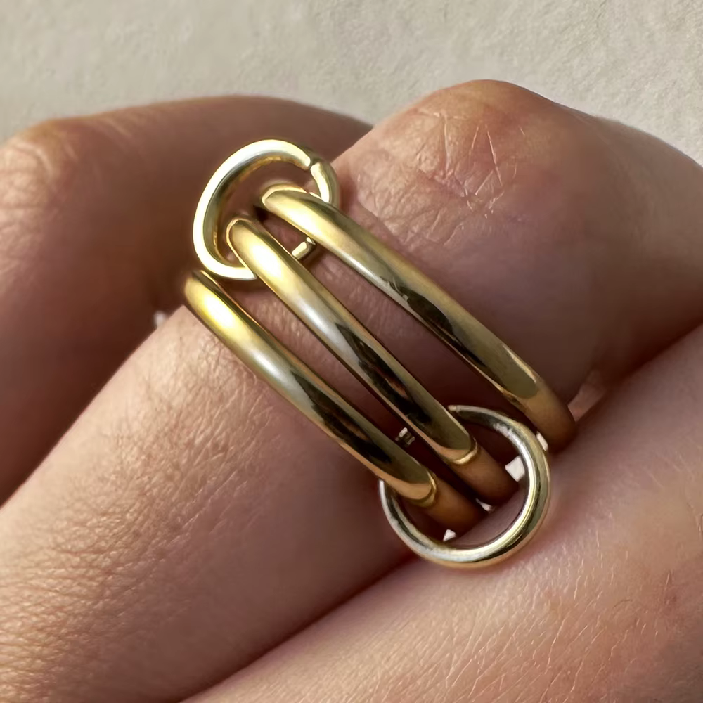 Anneaux empilables imbriqués pour femmes, nouvelle mode, couleur or, chaîne à maillons, Spinelli, en