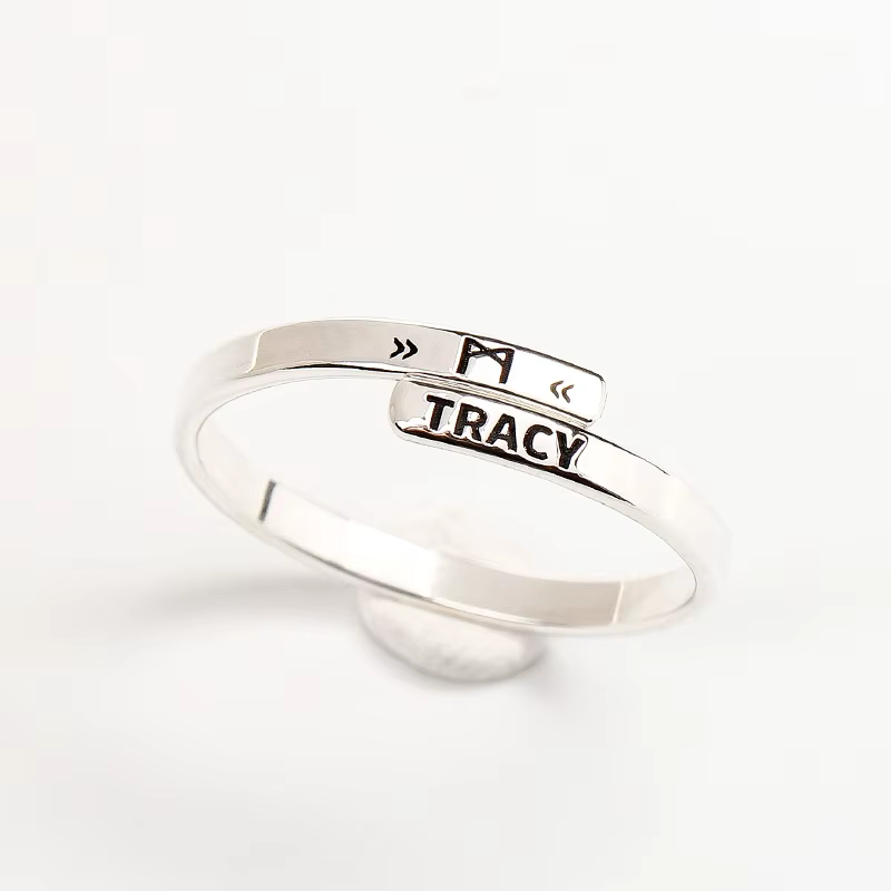 Bague avec lettres personnalisées en argent 925, initiales de nom, bijoux résistants au ternissement