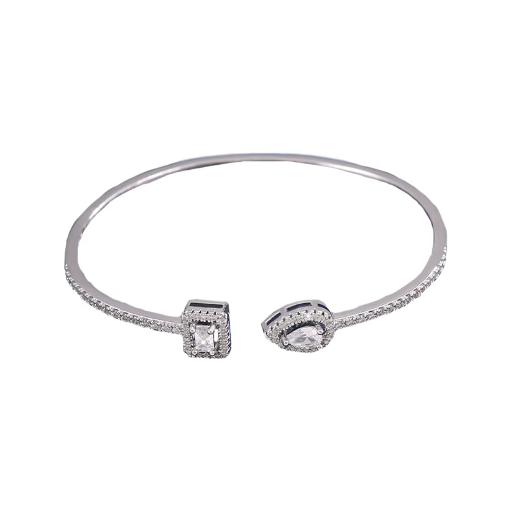 Bracelet manchette en zircon cubique fait main, ornements de luxe, géométrique, style coréen INS, aj