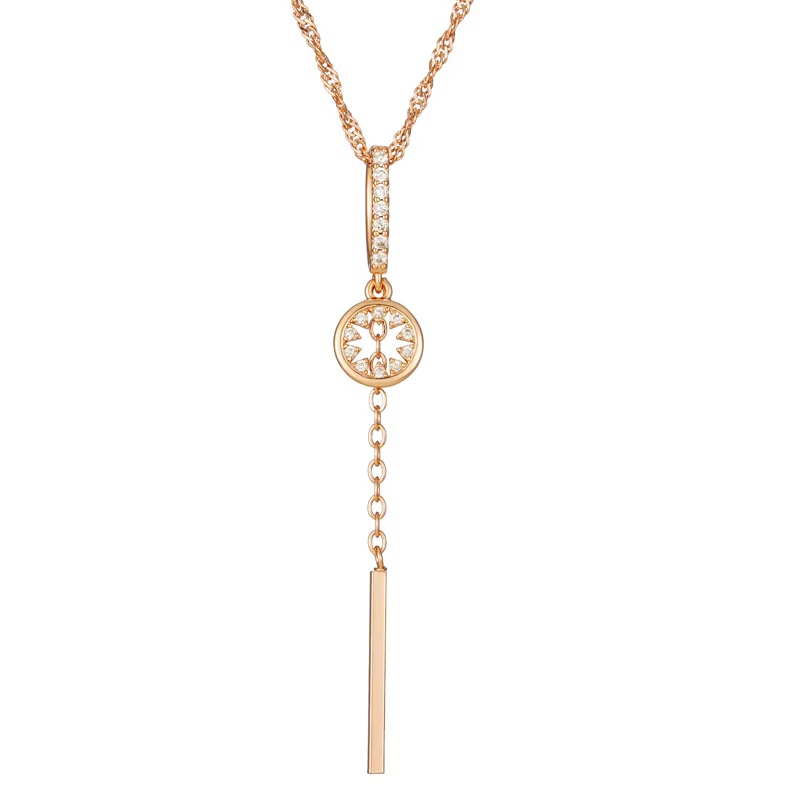 Kinel – pendentif creux à pampilles en Zircon naturel, couleur or 585, chaîne ondulée, bijoux quotid