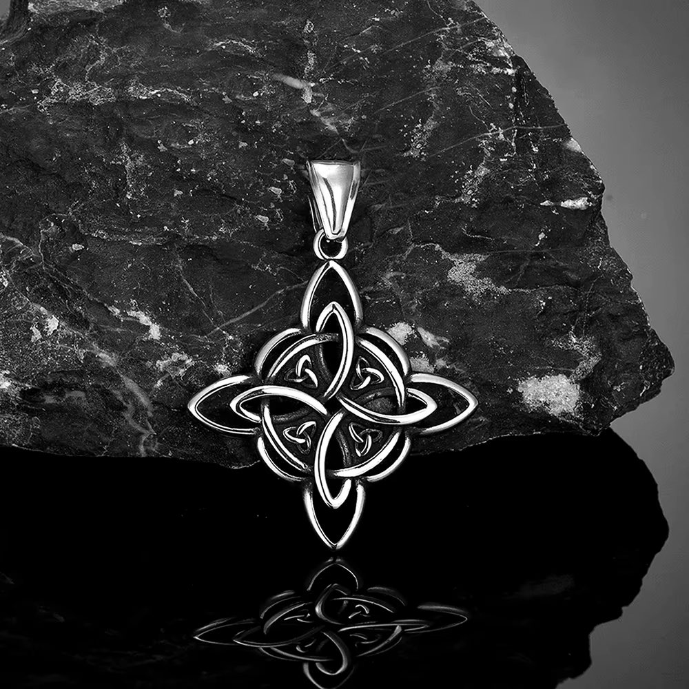 Colliers de manchette de nœud de sorcière en acier inoxydable, symbole de sorcellerie païenne, nœud 