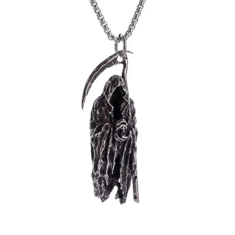 Collier avec pendentif en faux de la mort de l'enfer, gothique, mystérieux diable, personnalité Punk