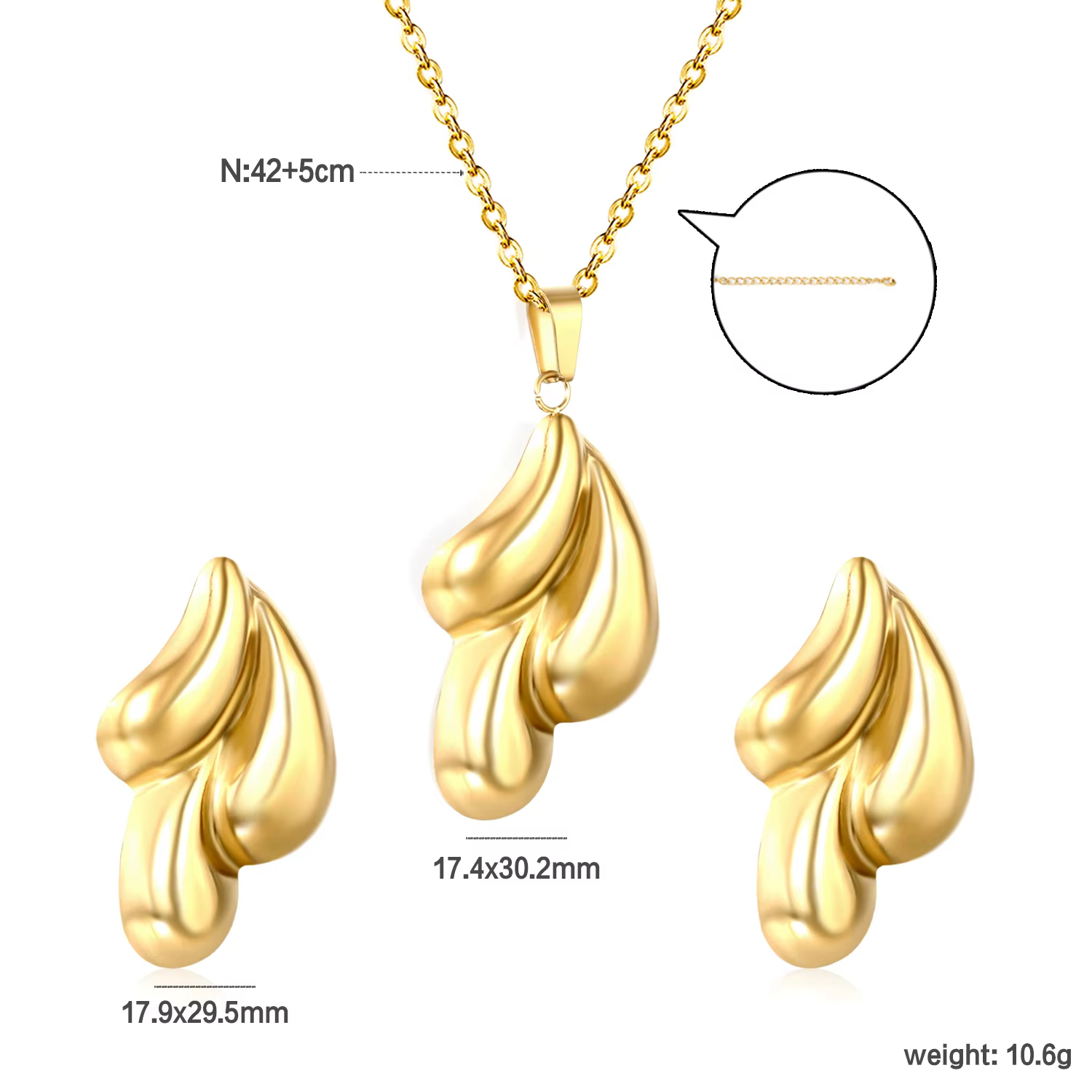 Ensemble de bijoux de luxe en forme de trèfle et de cœur pour femmes, pendentifs, collier et boucles