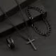Ensemble de montres à quartz minimalistes noires pour hommes 4 pièces/ensemble avec bracelet, collie