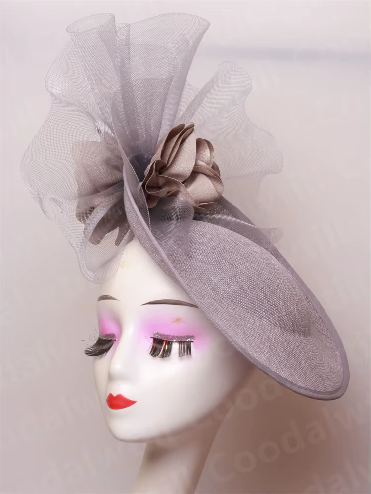 Chapeau fascinateur bleu marine Chic pour femmes, casquette de chapellerie Ascot royal élégante, acc