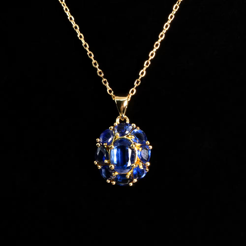 Collier avec pendentif en kyanite bleue naturelle, en argent sterling 925, bijoux fins pour femmes, 