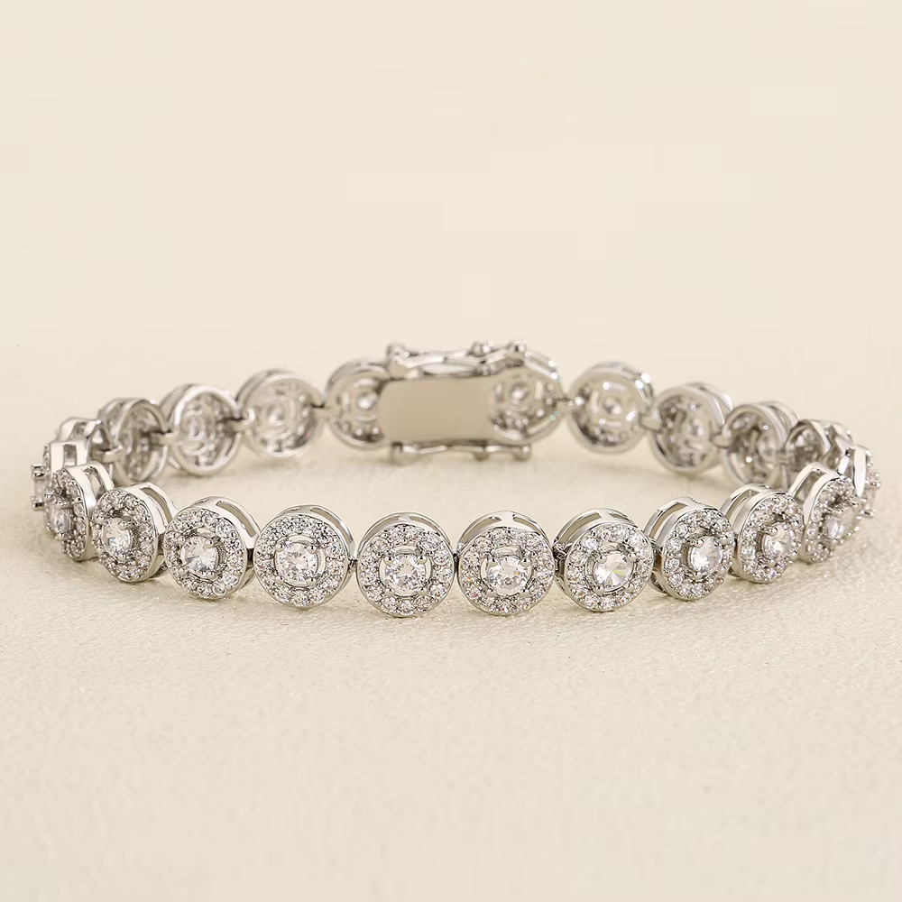ZAKOL mode européenne et américaine ronde AAA Zircon Bracelet bracelets unisexe Style Punk Hip-hop b