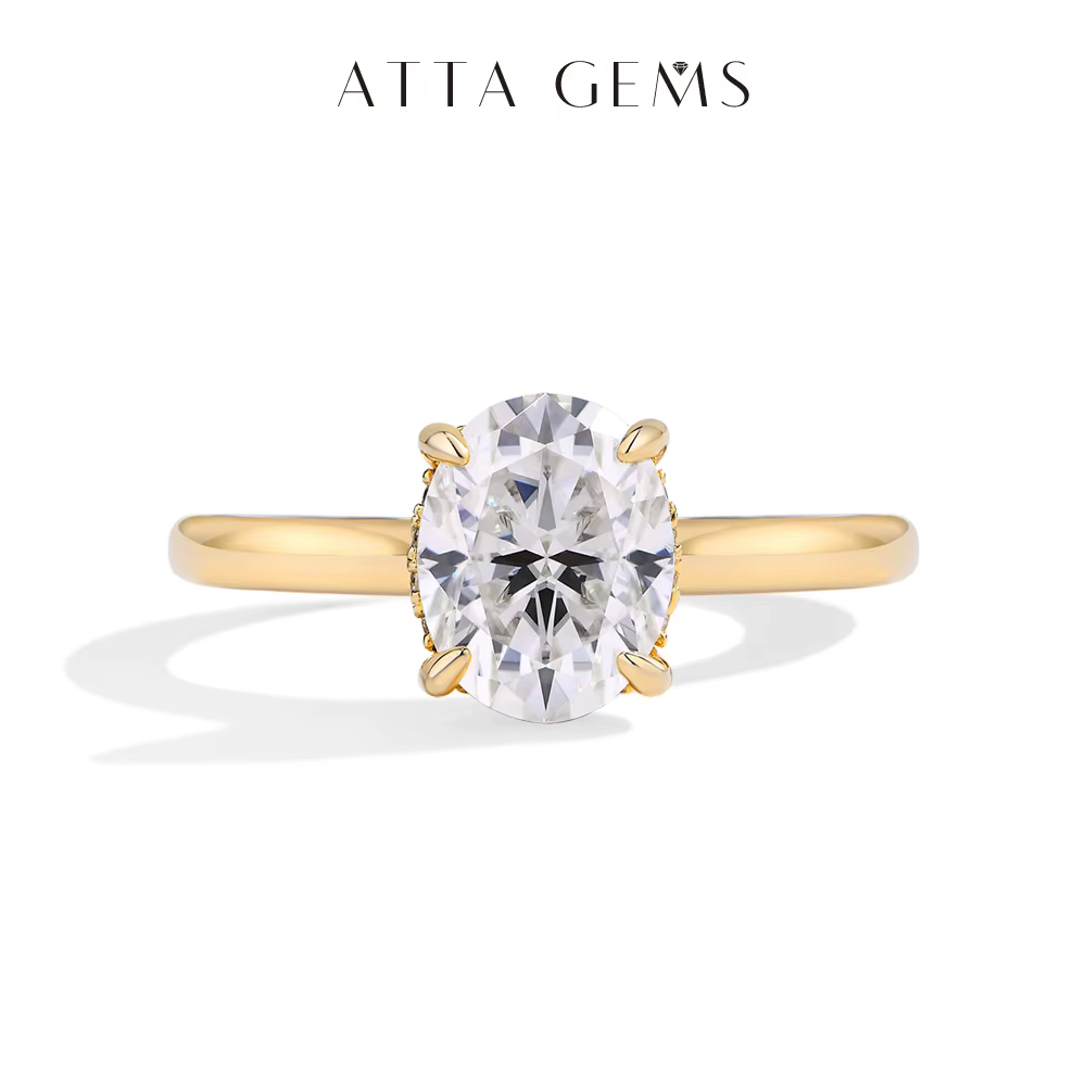 ATTAGEMS AU750 2.0CT bague Moissanite ovale coupe laboratoire diamant solide 10K 14K 18K or pour les