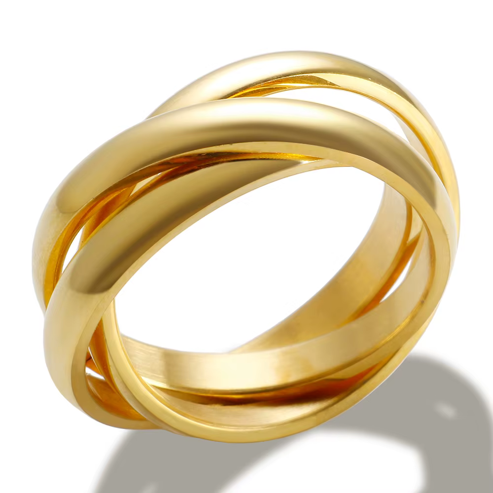 Bagues Triple entrelacées 3 en 1 pour femmes et hommes, bague de fiançailles de mariage, en acier in