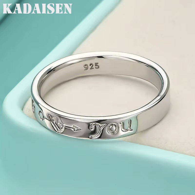 Argent sterling 925 LOVE lisse 7-10 #   Bague pour femmes, bijoux de charme pour fête de mariage, à 