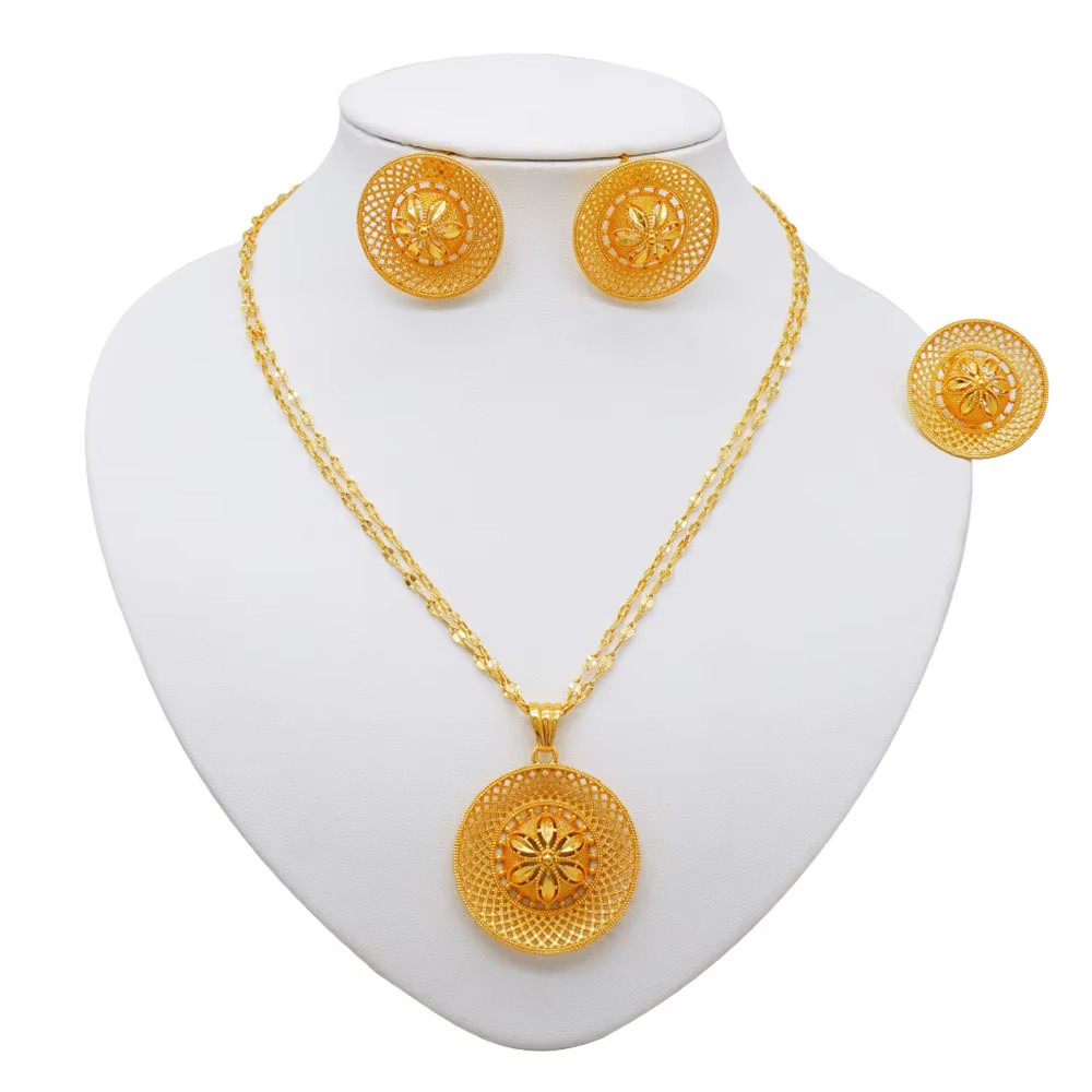 Ensemble de bijoux éthiopiens plaqués or pour femmes, boucles d'oreilles de Style ethnique africain,