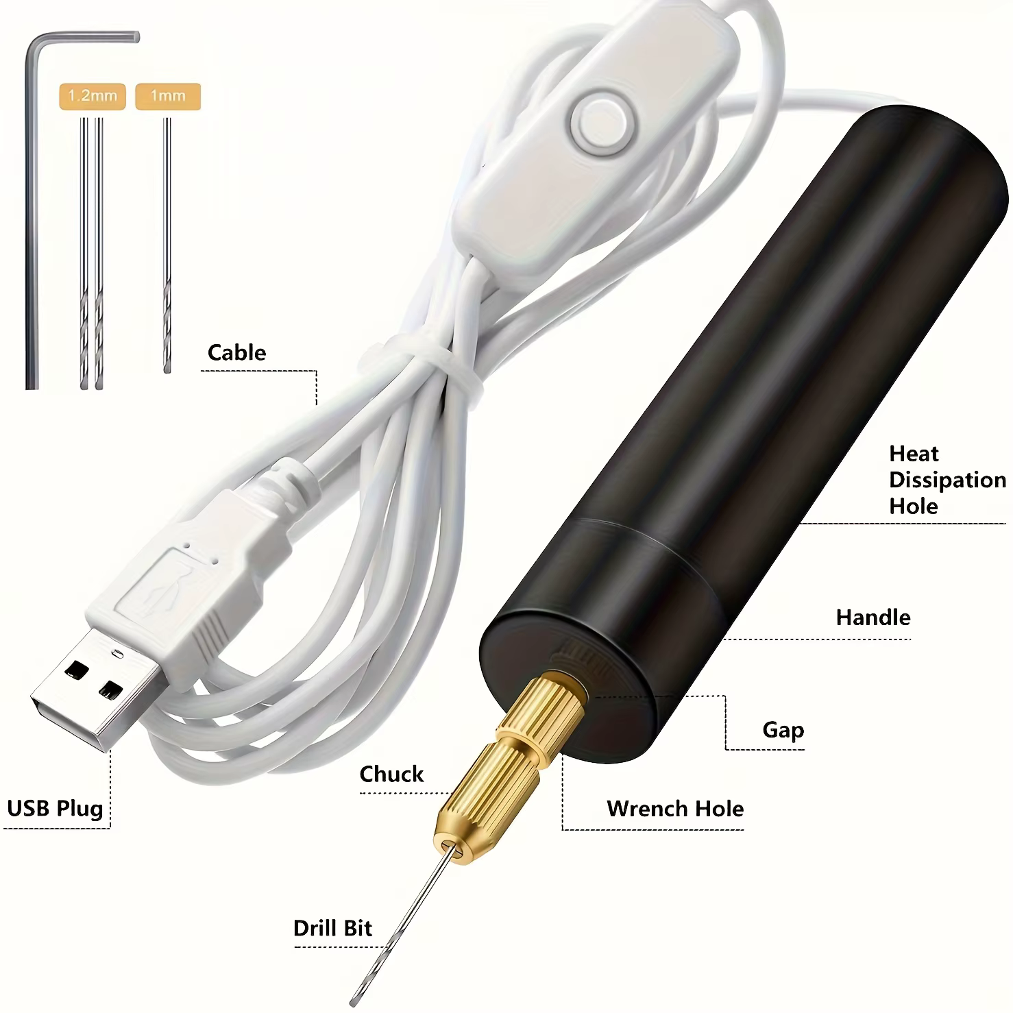 Mini perceuse électrique rechargeable par USB pour la résine, les bijoux, le bois, la gravure, le br