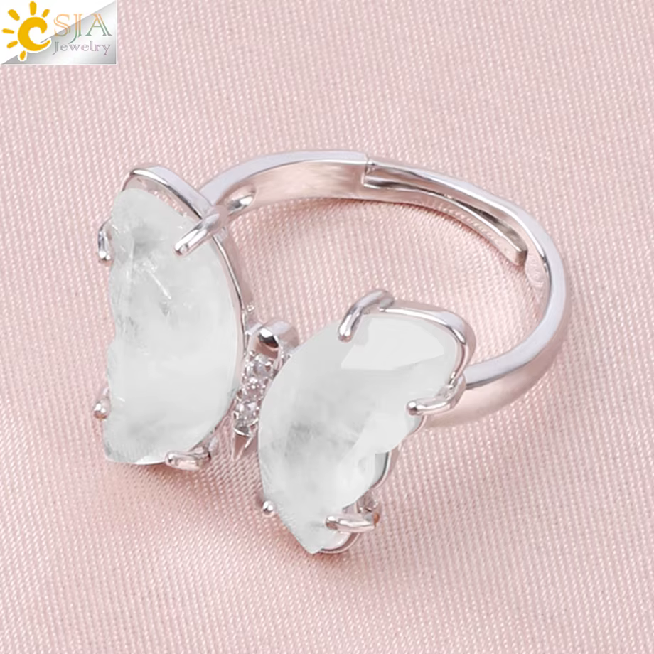 Bague en cristal couleur or pour femmes, pierres précieuses naturelles, papillon, améthystes, Lapis 