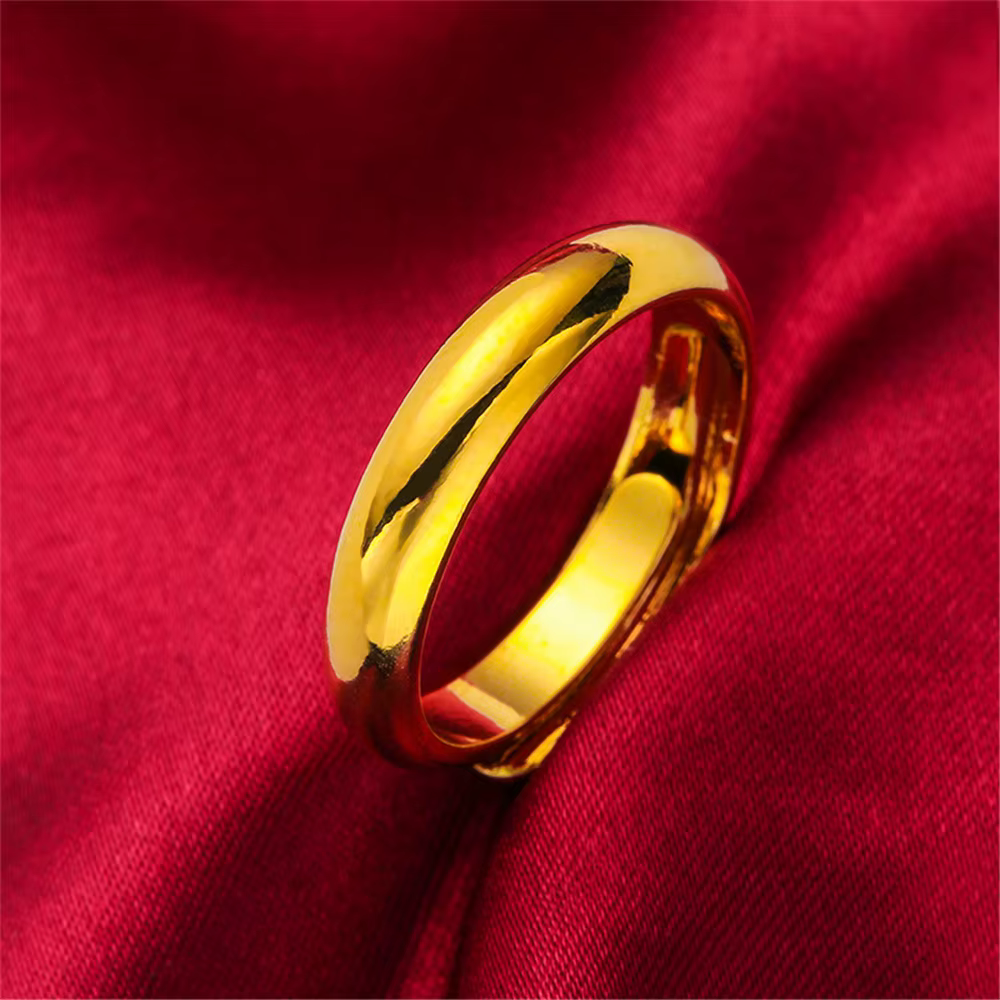 Ensemble de bagues plaquées or 24 carats pour hommes et femmes, bague lisse de 4/6mm, taille réglabl