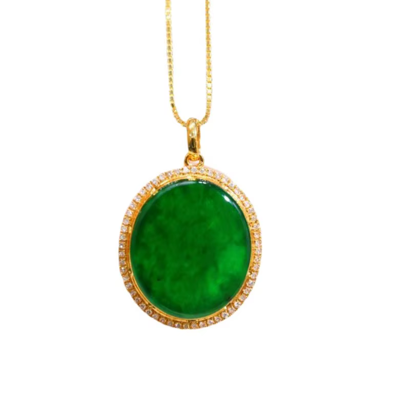 Collier circulaire vert calcédoine naturelle, pendentif classique, chaîne de clavicule, bijoux de lu