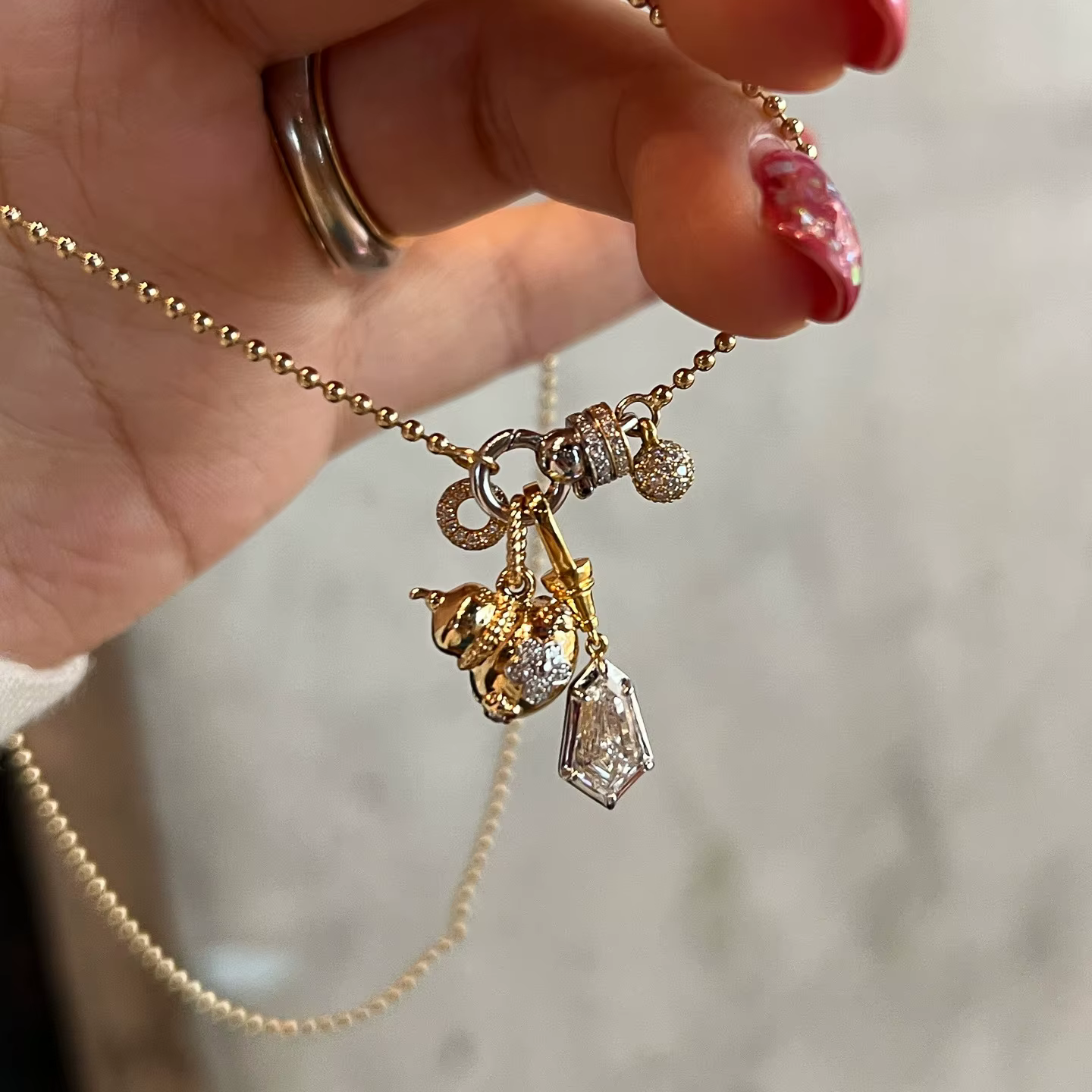 Collier multi-pendentif brillant à la mode pour femmes, incrustation de gourde, diamants, boucle uni