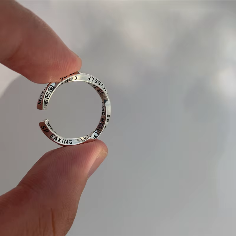 ANENJERY – bague ouverte avec lettres anglaises Graffiti pour femmes, Design Vintage, Niche, couleur