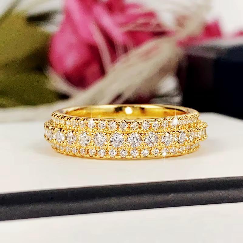 Bague en or véritable 24 carats 9999, sertie de diamants moissanite, bijou de luxe haut de gamme pou