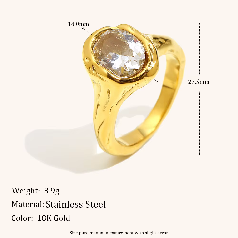 La. Muses – bague de luxe ronde brillante en Zircon pour femmes, en acier inoxydable irrégulier, pla