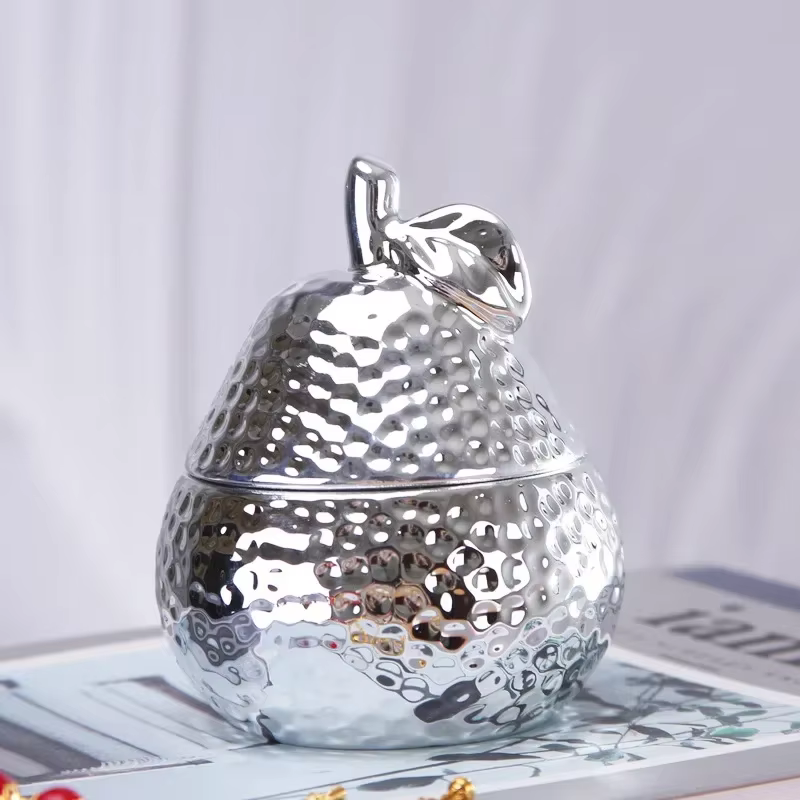 Boîte de rangement en céramique dorée pour bijoux, boîte de rangement galvanisée, boîte à bonbons, b