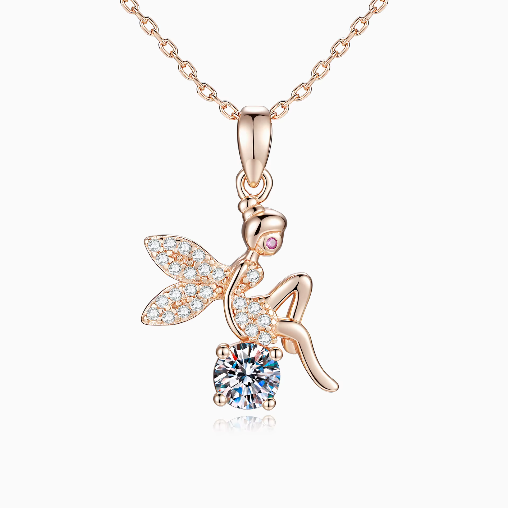 Collier Pendentif Elfe Populaire en Argent S925 Plaqué Or Rose pour Femme, Chaîne de Clavicule, Cade