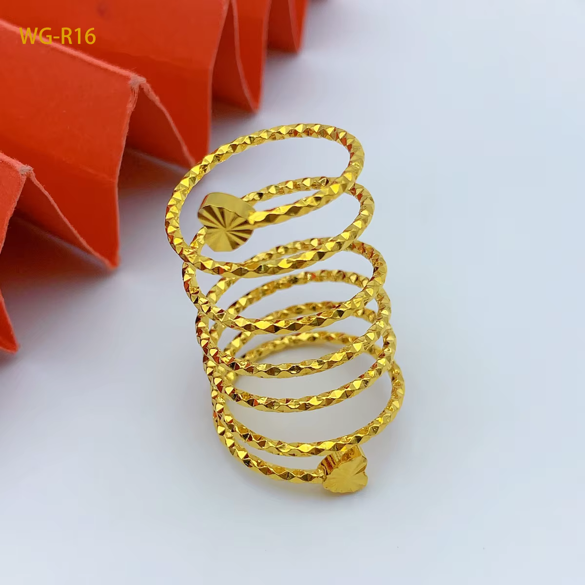 Bague spirale brésilienne femmes plaqué or 24K mariée de mariage arabe éthiopien dubaï gros bijoux n