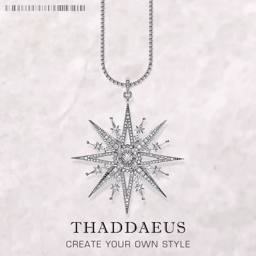 Collier étoile de royauté, chaîne à maillons, bijoux fins européens en argent sterling 925, tout nou