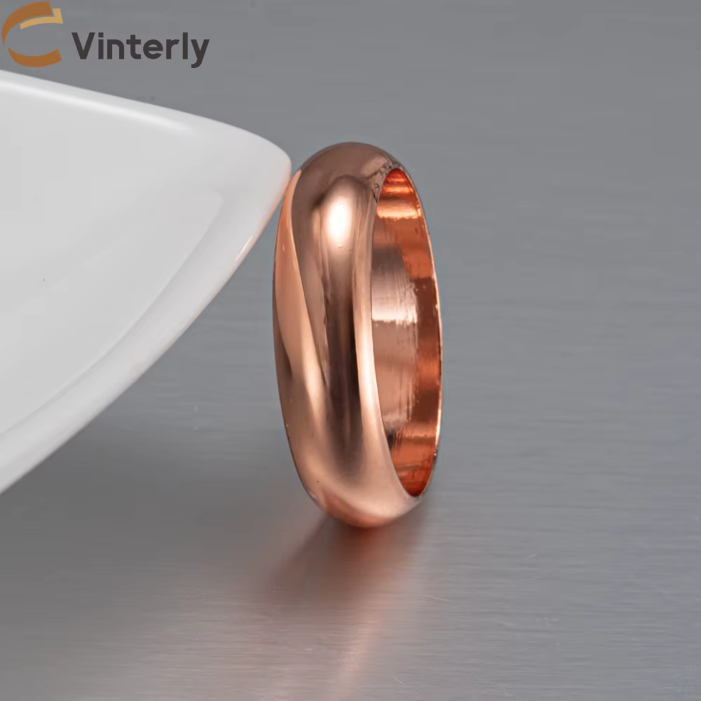 Bagues en cuivre pur Vinterly pour femmes et hommes, 6 mm de large, bijoux pour doigts, métal brilla