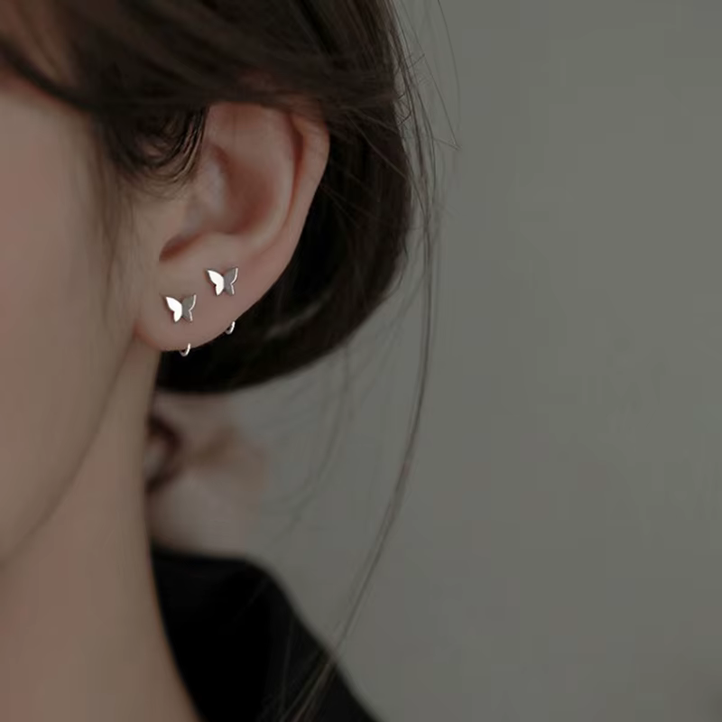 Boucles d'oreilles argentées ouvertes, bijoux pour filles, créoles mignonnes, ouverture en cristal, 