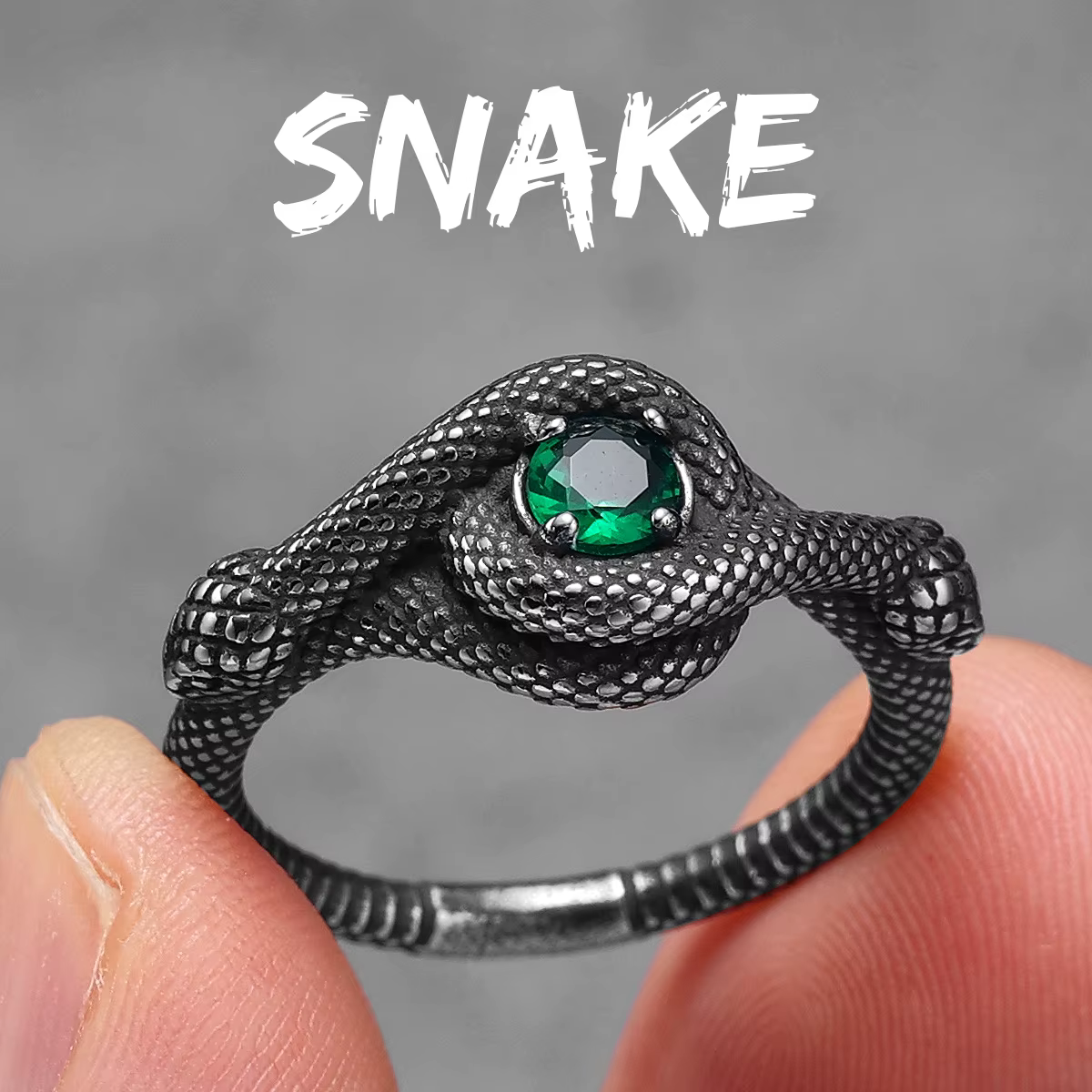 Bagues serpent Viper en acier inoxydable pour hommes et femmes, pierres précieuses, Punk, nouveau, b