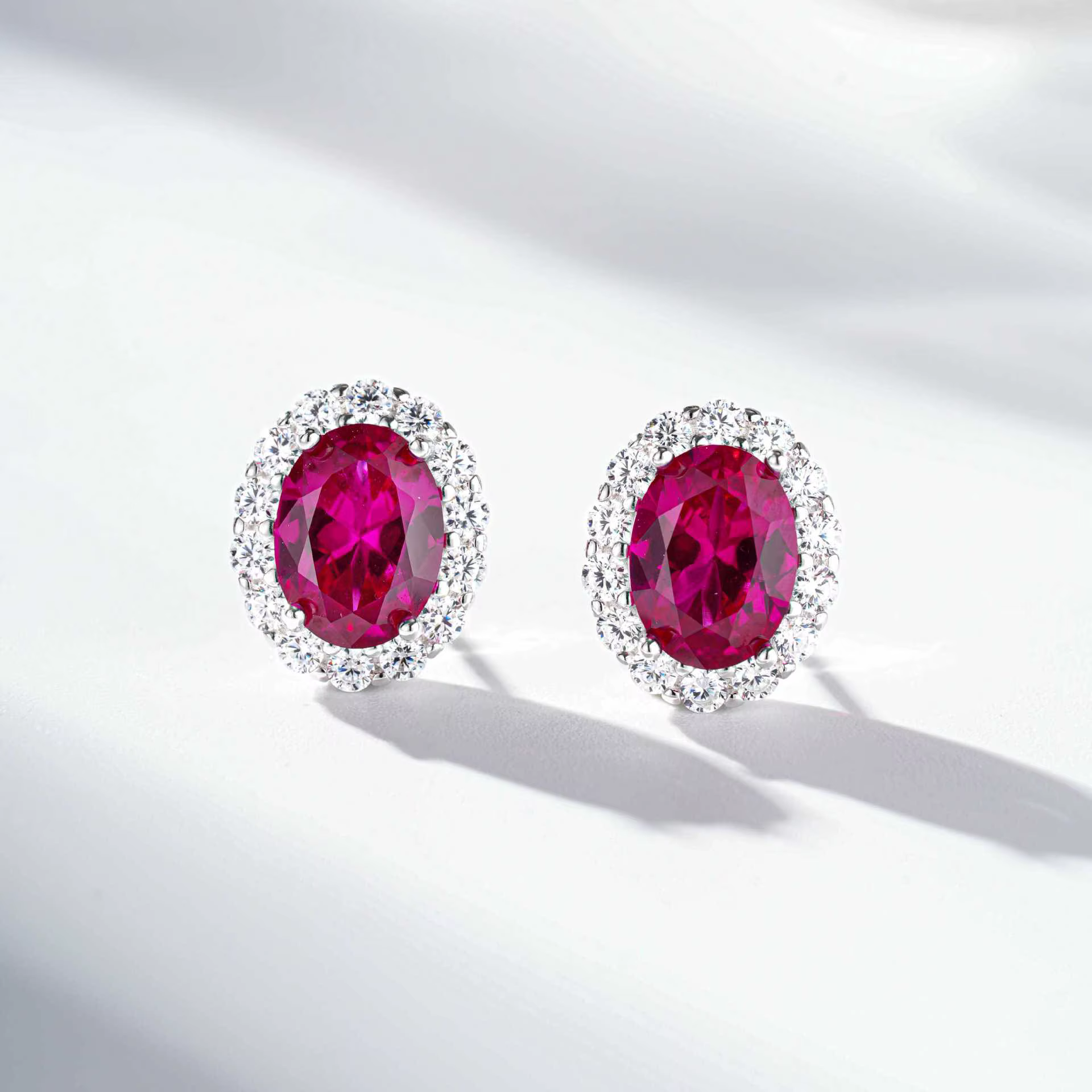 Boucles d'oreilles de luxe en or blanc pur 2CT/pièce, saphir, rubis, diamant, pour femmes, boucles d