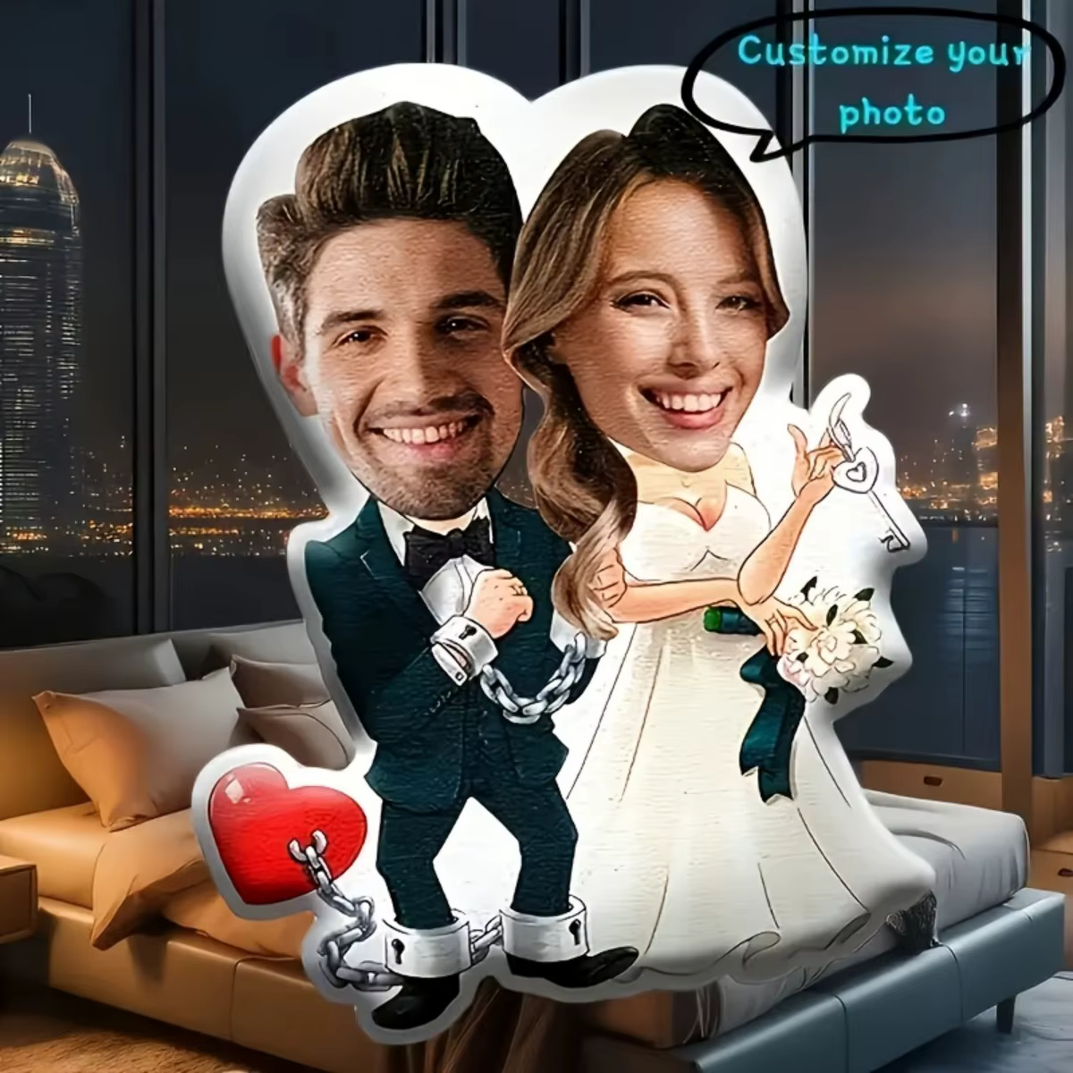 Coussins en peluche personnalisés avec photo - Cadeaux de mariage personnalisés avec vos photos, cad