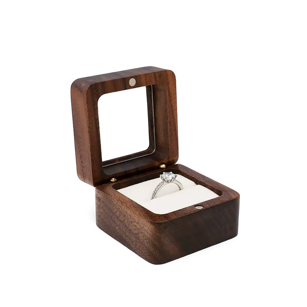 Boîte à bijoux en bois, 1 pièce, cadeau d'anniversaire de mariage, d'amour, boîte d'exposition de ba