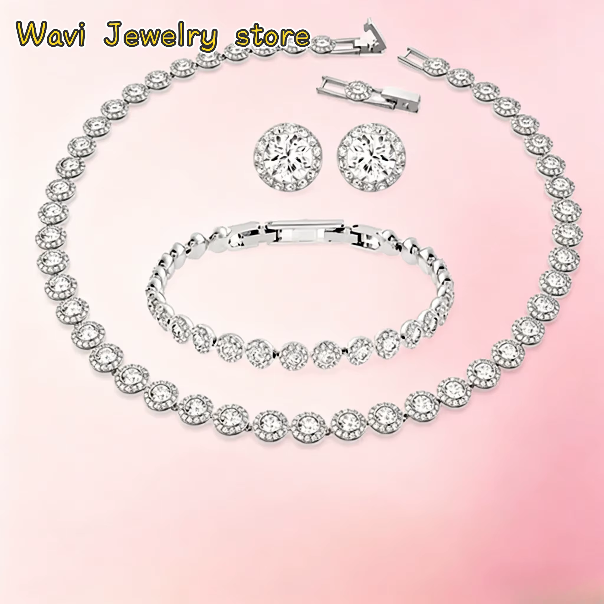 Collier et boucles d'oreilles de la série ronde haut de gamme, ensemble de bijoux exquis pour femmes