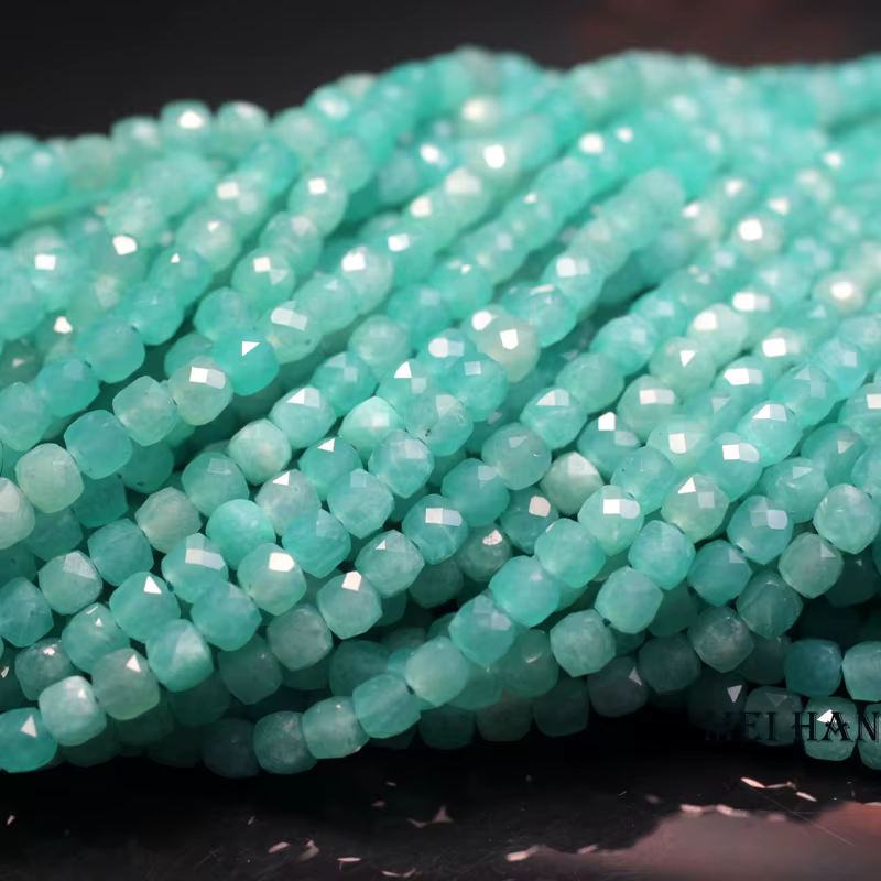 Meihan-Cube à facettes en perles naturelles de 4mm, pour conception de bijoux, cadeau de bricolage