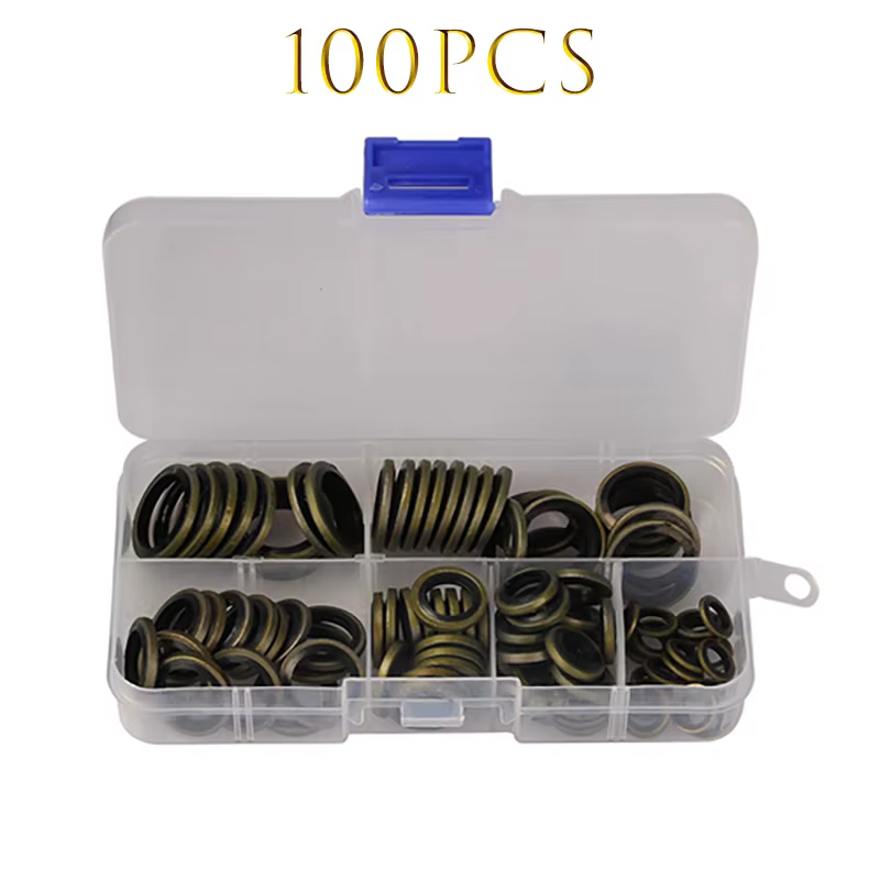 Kit d'assortiment de bagues d'étanchéité collées, 150/100 pièces, vis de vidange d'huile, rondelle c