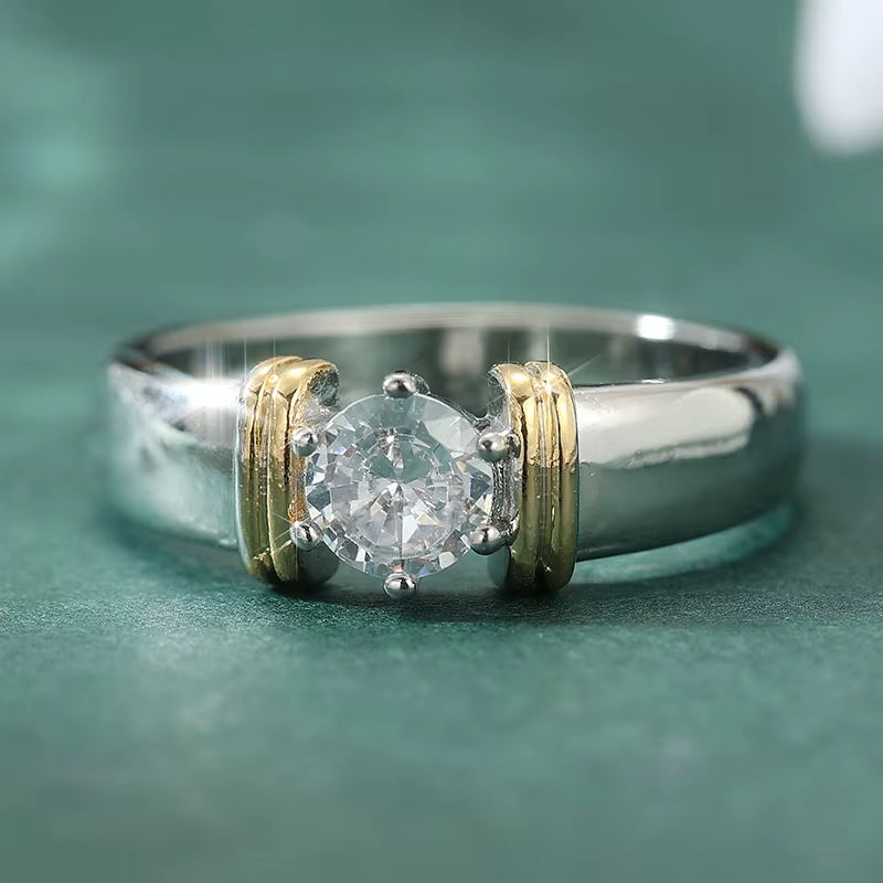 Bague classique pour couple, en zircone synthétique étincelante, plaquée argent, romantique, pour an
