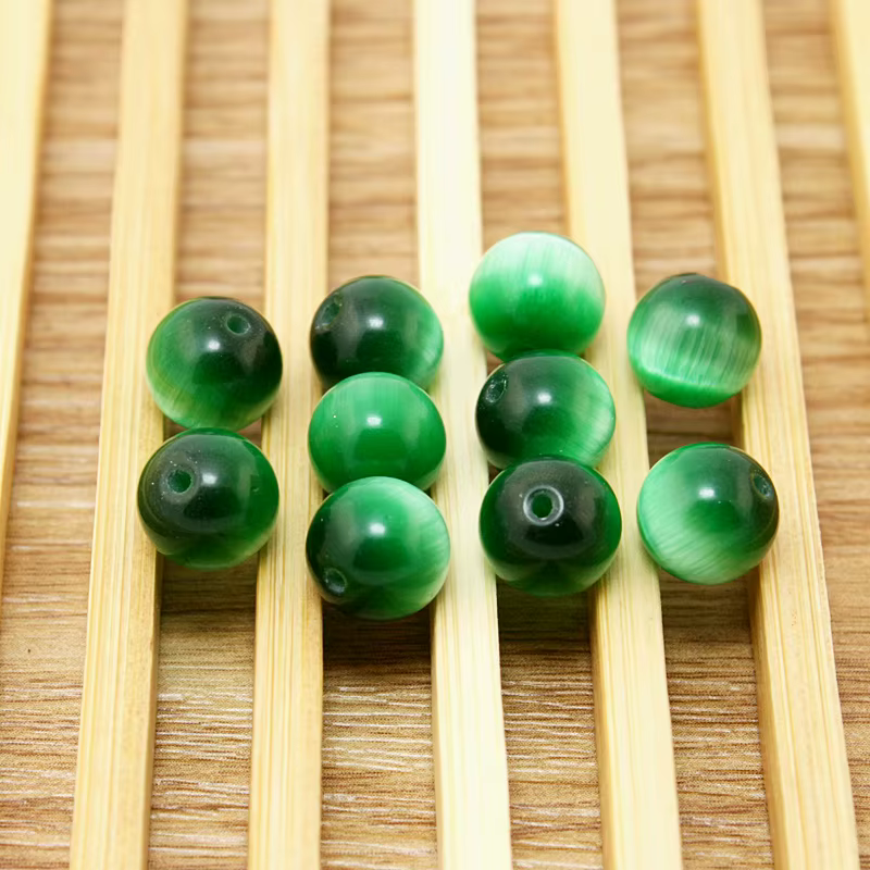 Perles en pierre œil de chat 10 mm, perles rondes naturelles en vrac pour la fabrication de bijoux, 