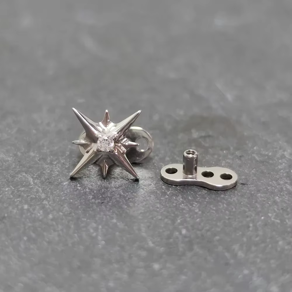 F136 titane Helix Piercing microdérmique peau greffage goujons 16G Surface d'ancre cutanée Zircon fo