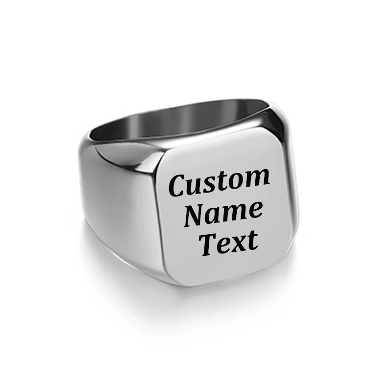 Bague Personnalisée avec Nom Gravé et Logo pour Homme et Femme, Bijoux en Acier Inoxydable, Largeur 