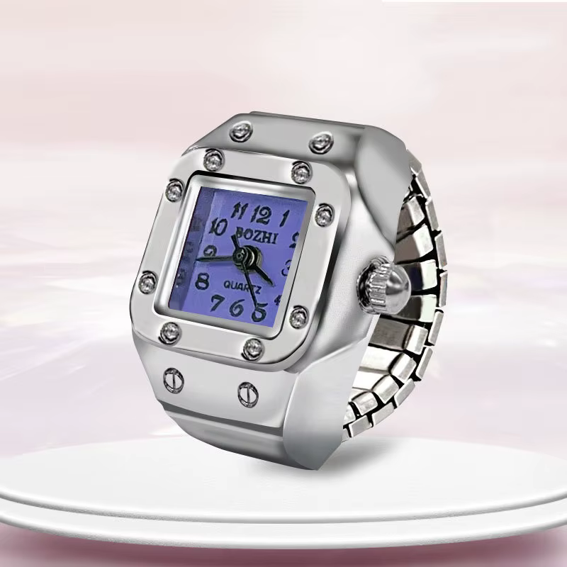 Bague montre nouvelle vente chaude créative alliage coquille doigt cadran carré Couple hommes et fem