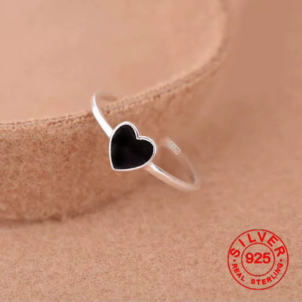 Bagues carrées noires couleur argent pour femmes et filles, Bijoux de fiançailles, bague géométrique