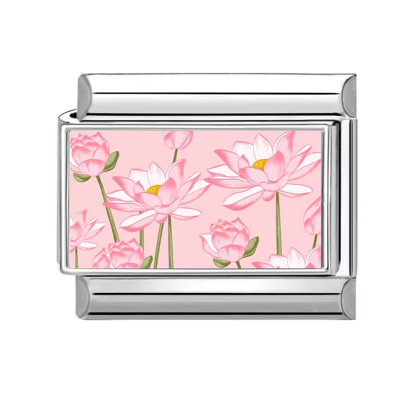 Breloque fleur avec lettres roses douces, chat, chien, chiot, maillons italiens adaptés au Bracelet 