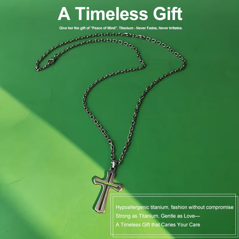 Ensemble collier et bague en titane anodisé hypoallergénique - Bijoux de luxe Cadeau de la Saint-Val