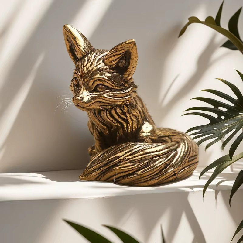 Figurine de renard, décoration de maison, ornement, bureau d'étude, thé, poignée pour animaux de com