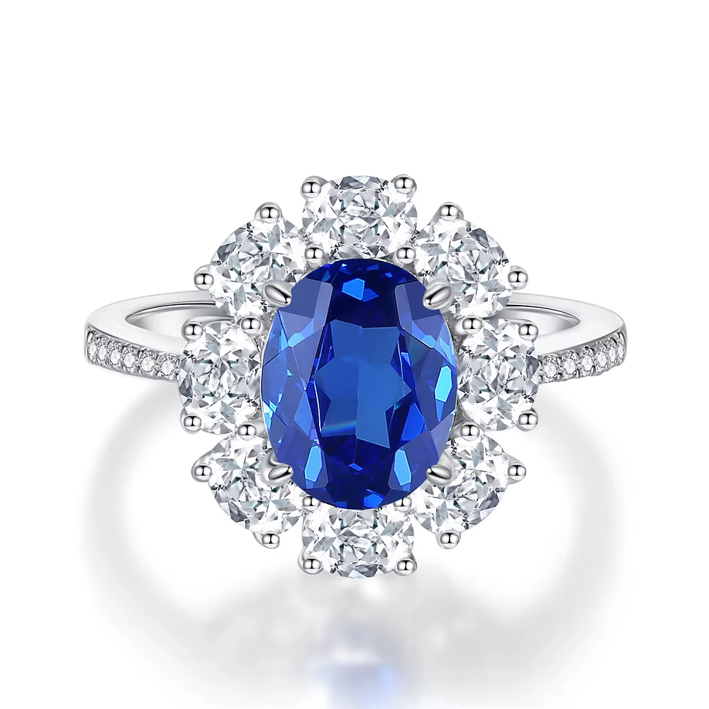 Bagues en or blanc 18 carats pour femmes, bagues de mariage en diamant saphir 3CT, magnifiques bijou