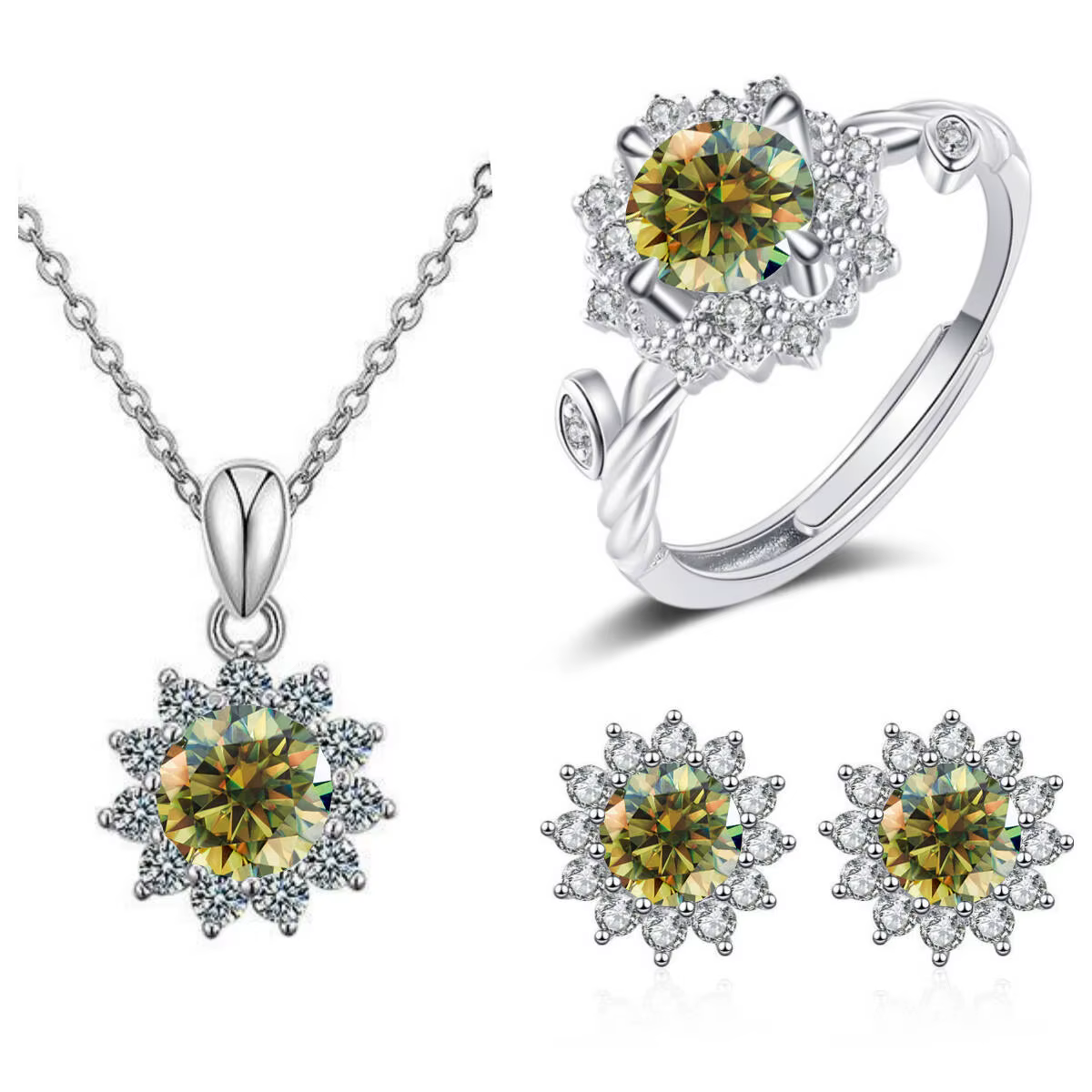 Ensembles de bijoux de mariage classiques pour femmes, 1carat, collier en argent S925, boucles d'ore