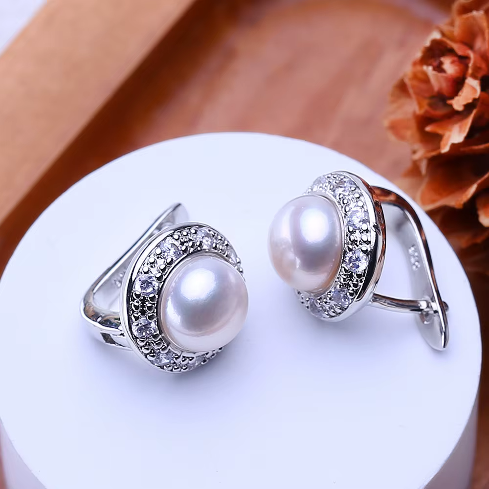 FENASY-Boucles d'oreilles en perles d'eau douce naturelles pour femmes, bijoux à la mode, style coré